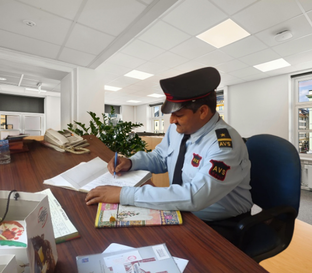 Security guard at desk